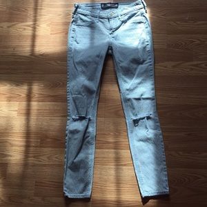 Cropped pants blue and white striped